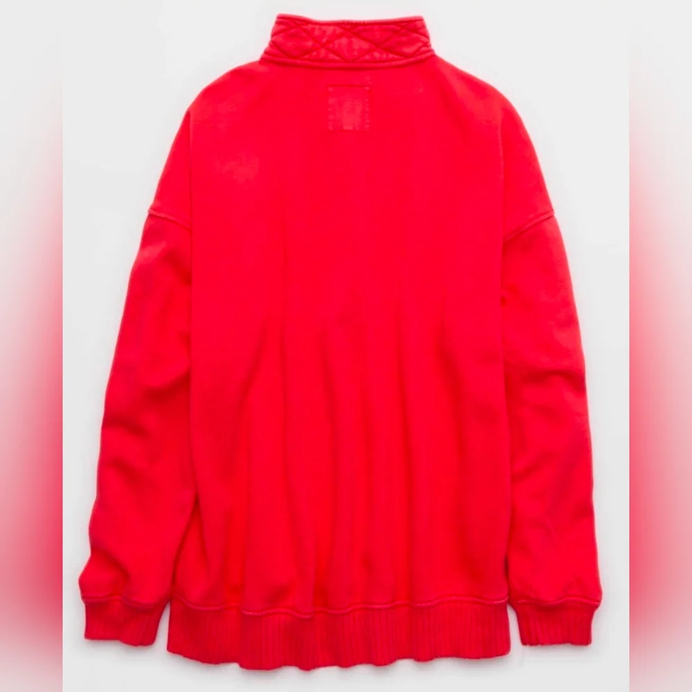 Aerie Oh Snap Sweatshirt Oversized Bright Red - Picture 4 of 7